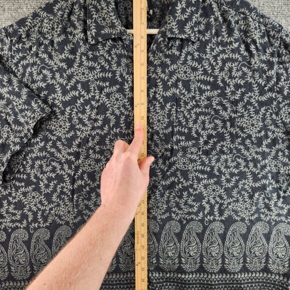 Guess Jeans 2XL Rayon Heavy Button Up Shirt Floral Blue Green Hawaii Beach - Picture 12 of 16